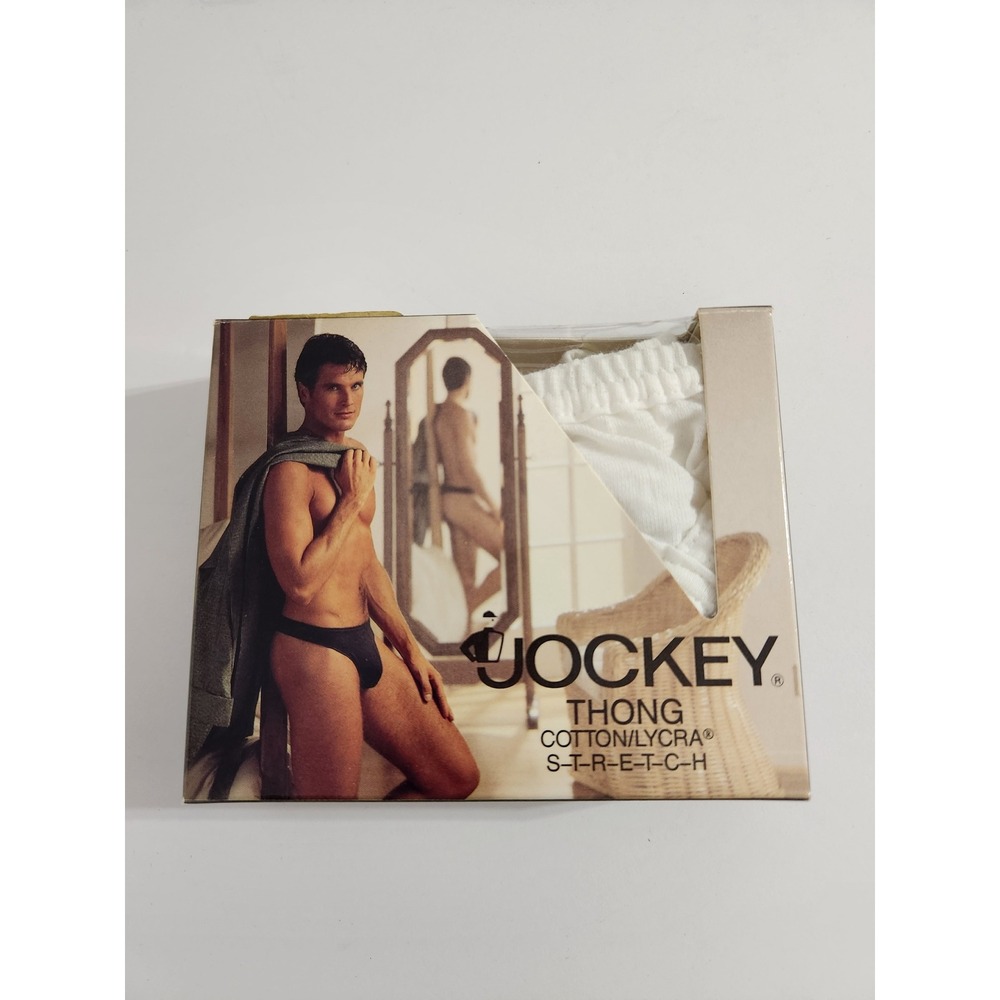 Jockey Thong Underwear White‎ Cotton Lycra Vintage 1990 Style 1047 Size S 28-30